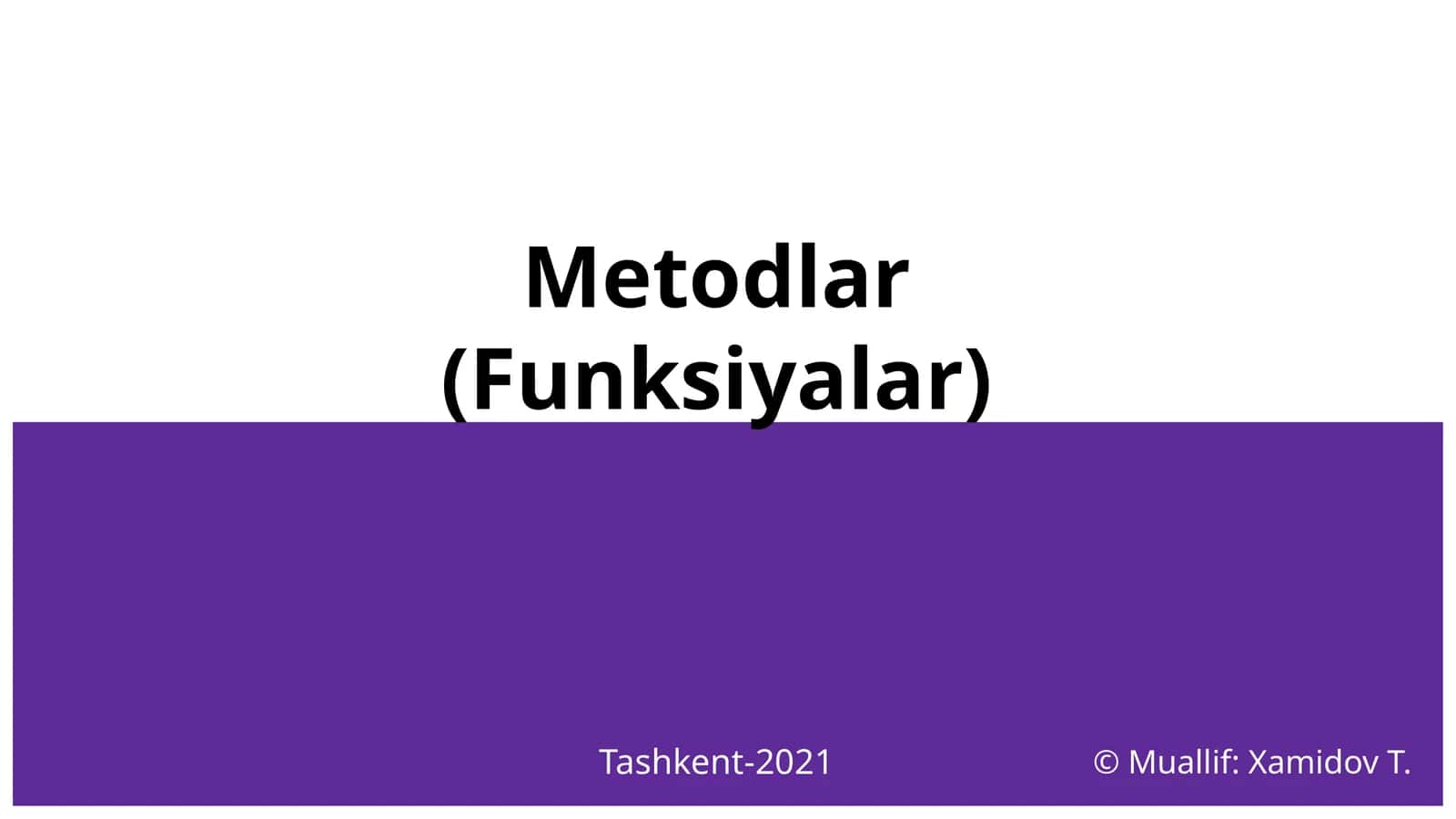 Metodlar(Funksiyalar)