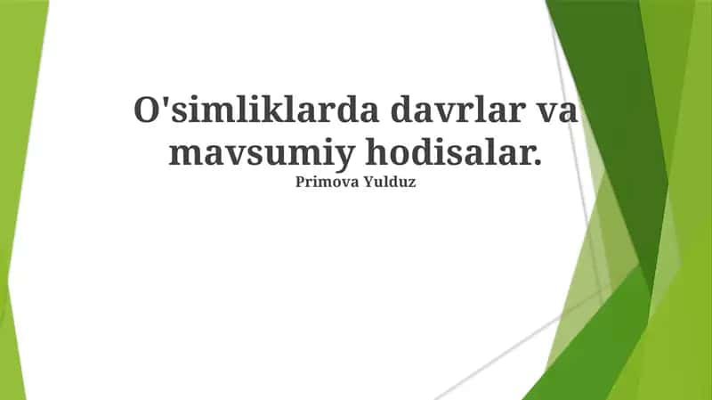 O'simliklarda davrlar va mavsumiy hodisalar