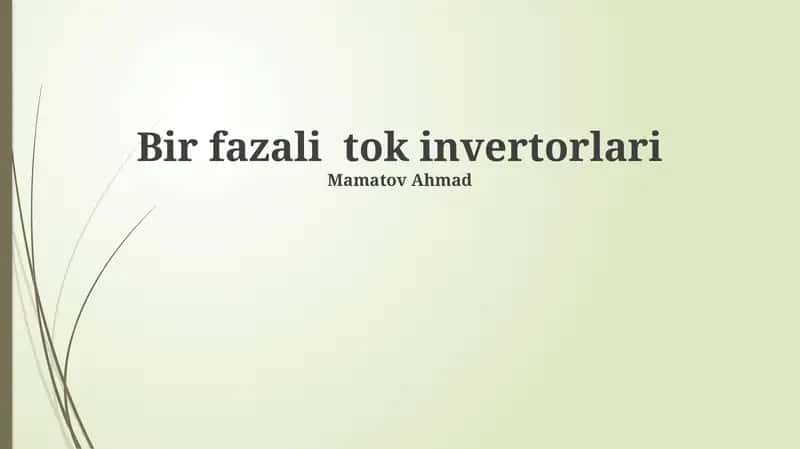 Bir Fazali AC Invertirlar