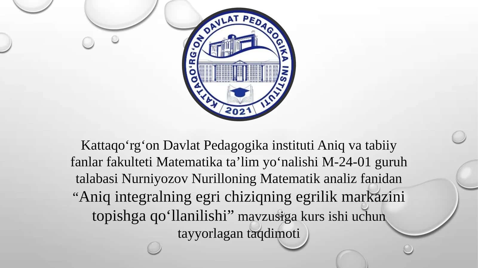 Aniq integralning egrichiziqning egrilik markazini topishga qo‘llanilishi