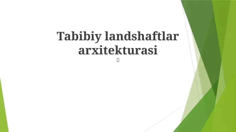 Tabibiy landshaftlar arxitekturasi