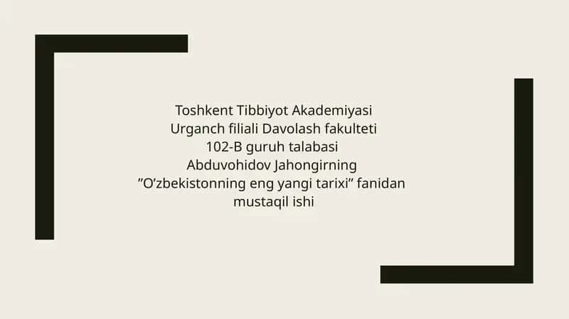 O‘zbekistonning eng yangi tarixi