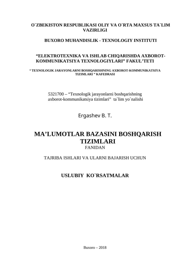 Ma’lumotlar bazasini boshqarish tizimlari