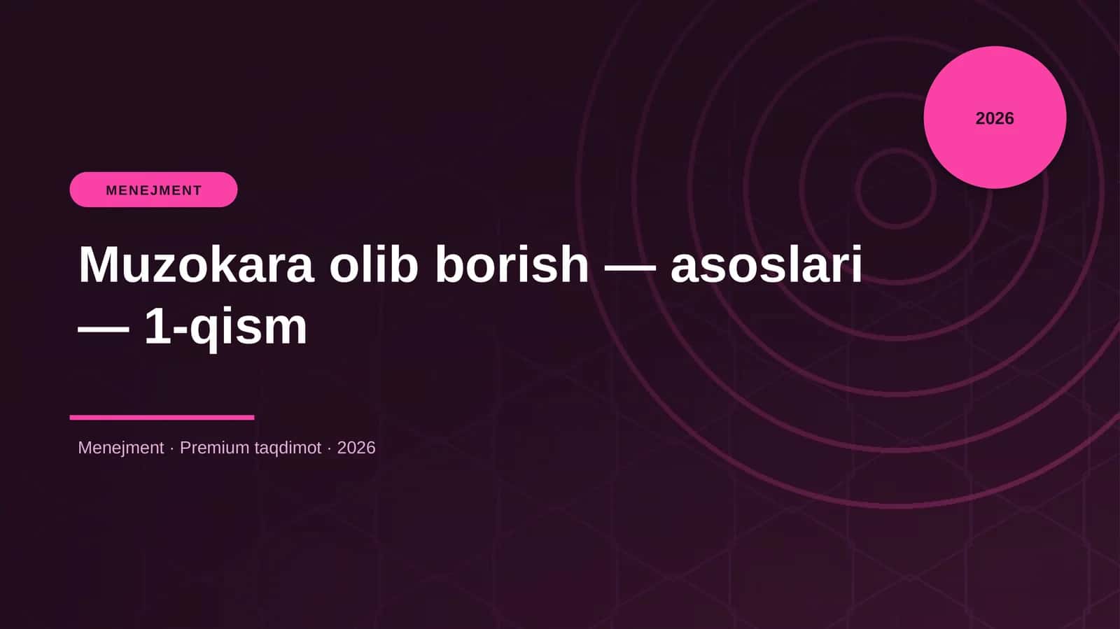 Muzokara olib borish — asoslari — 1-qism