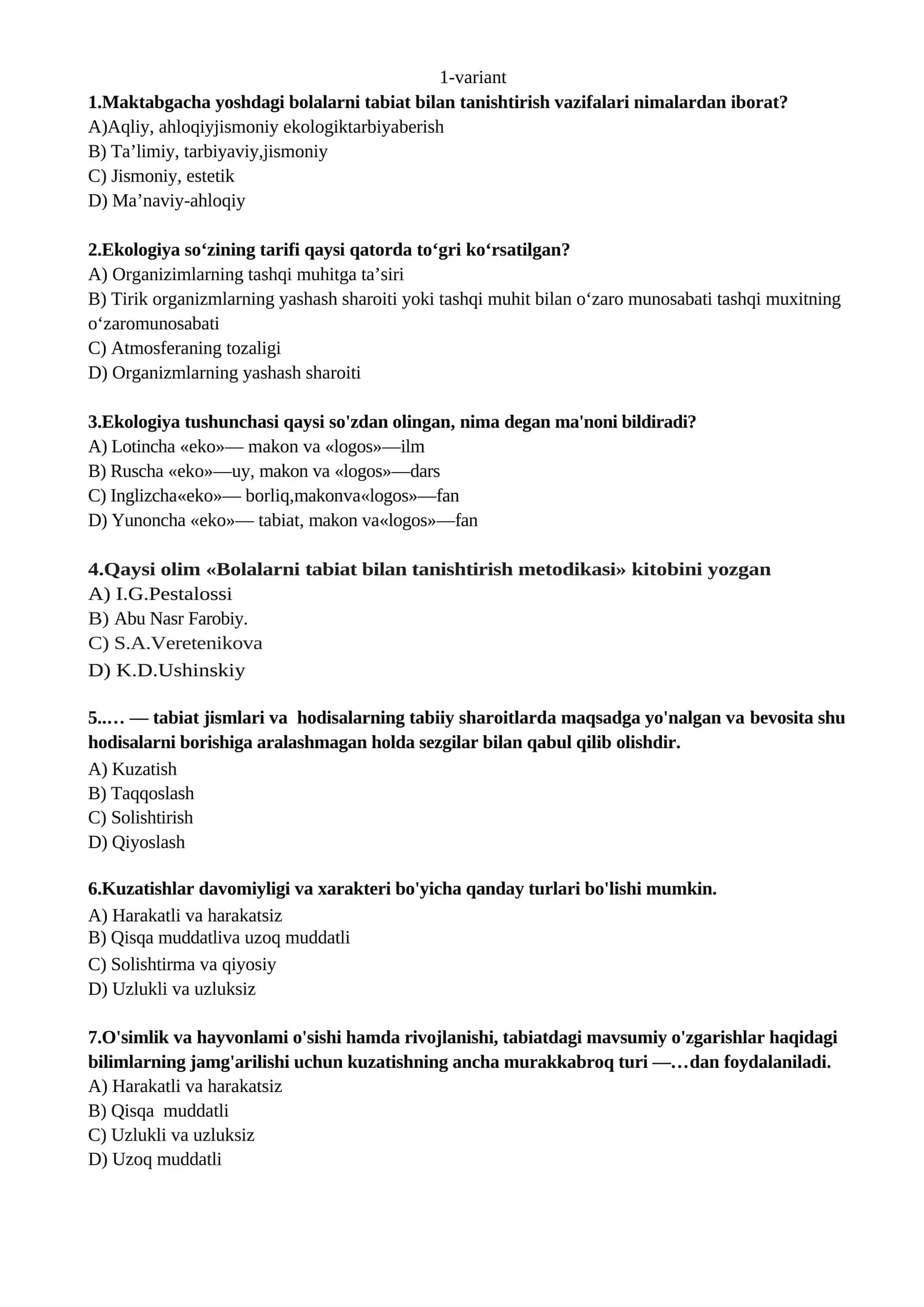 ekologiya tabiat test