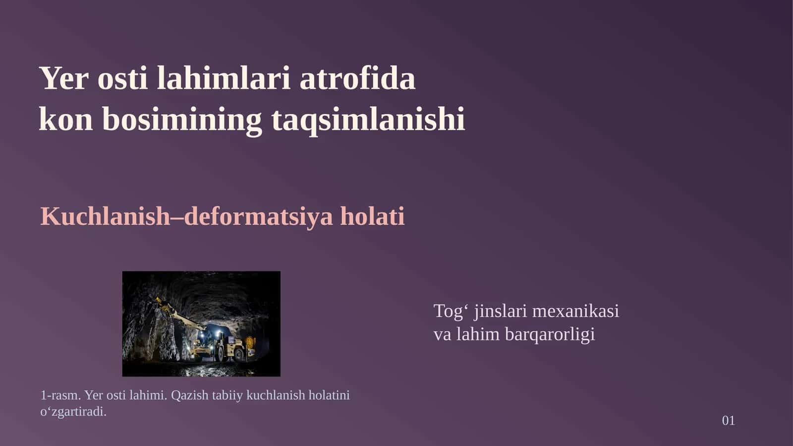 Yer osti lahimlari atrofida kon bosimining taqsimlanishi