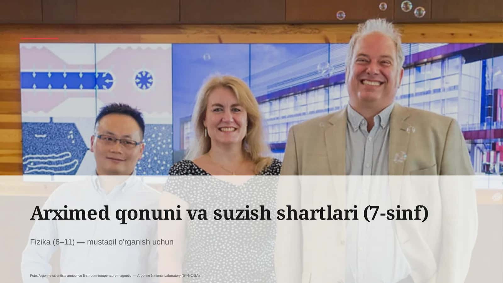 Arximed qonuni va suzish shartlari (7-sinf)
