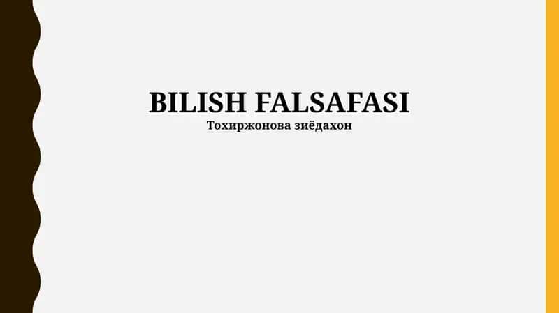 BILISH FALSAFASI