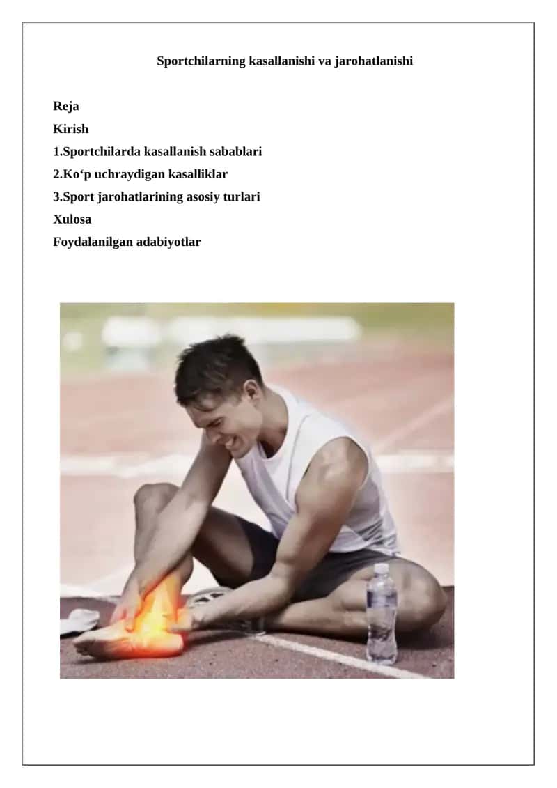 Sportchilarning kasallanishi va jarohatlanishi