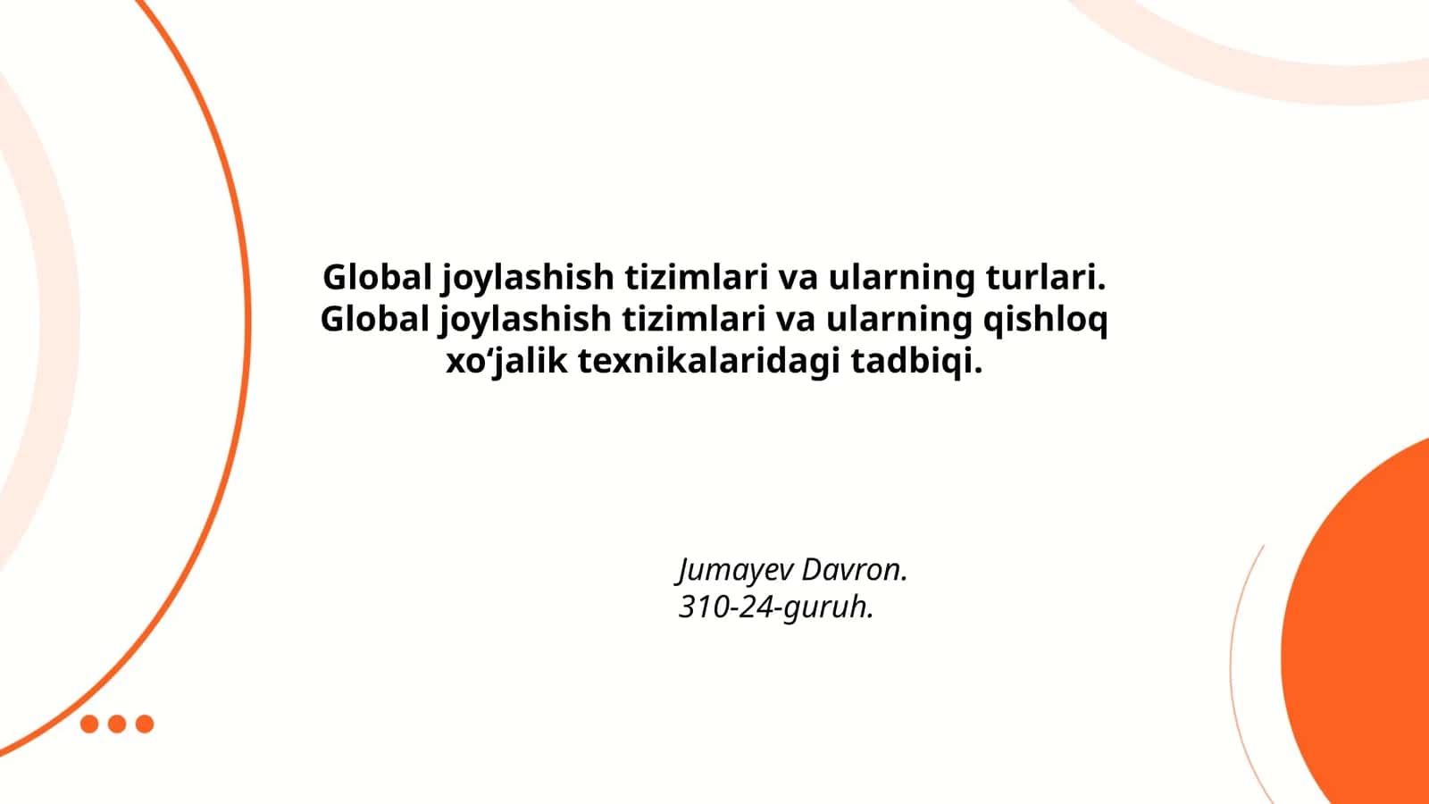 Global joylashish tizimlari va ularning turlari