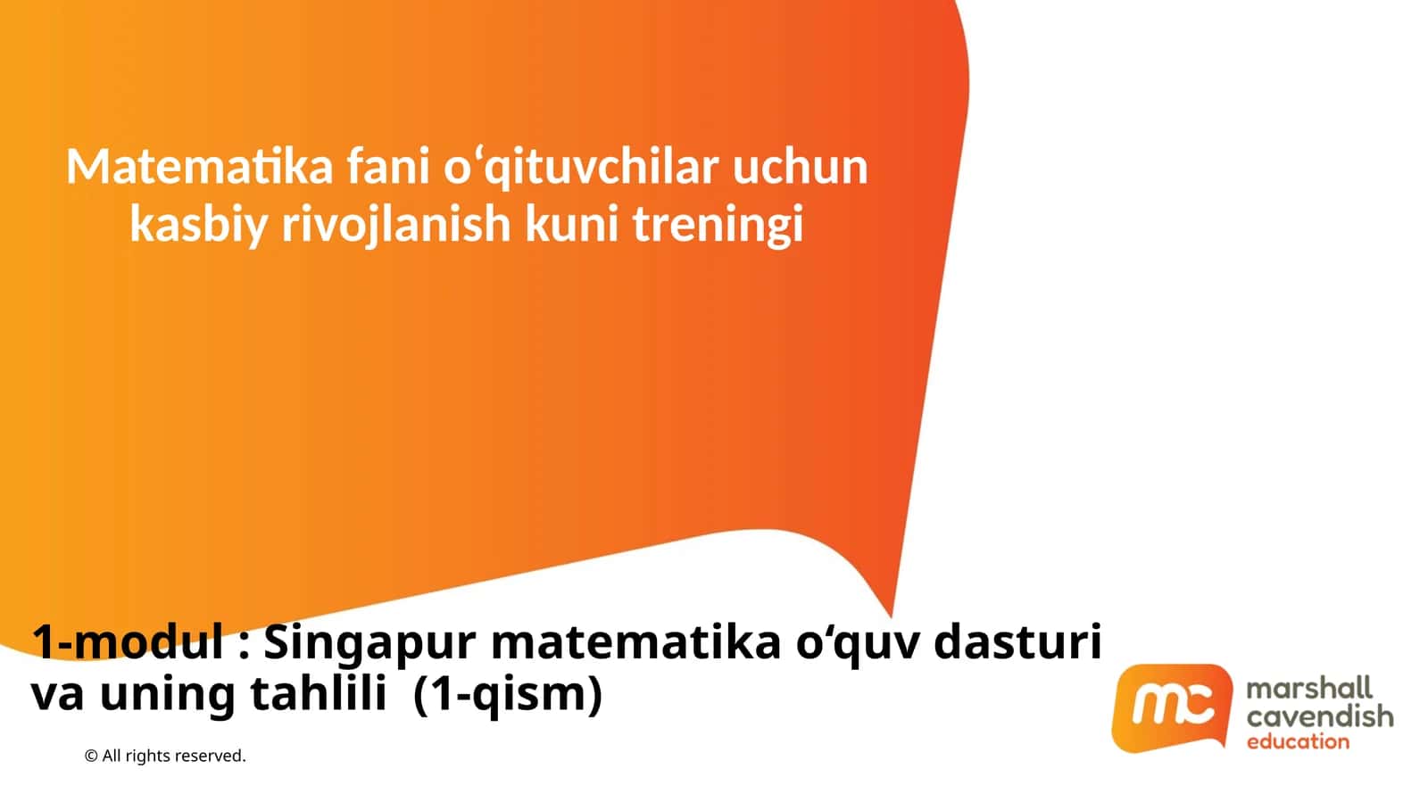 Matematikafanio‘qituvchilaruchunkasbiyrivojlanishkunitreningi