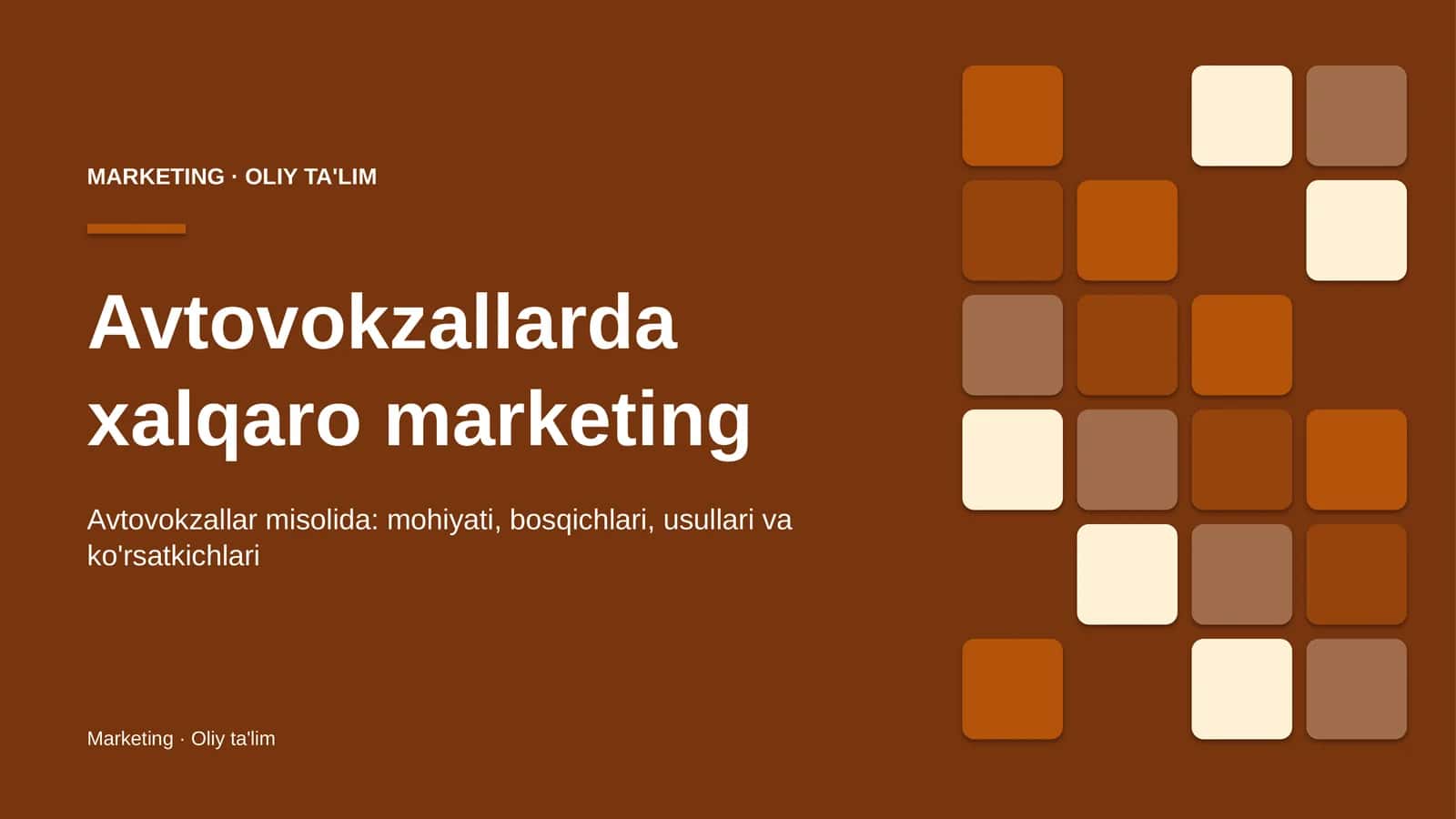 Avtovokzallarda xalqaro marketing