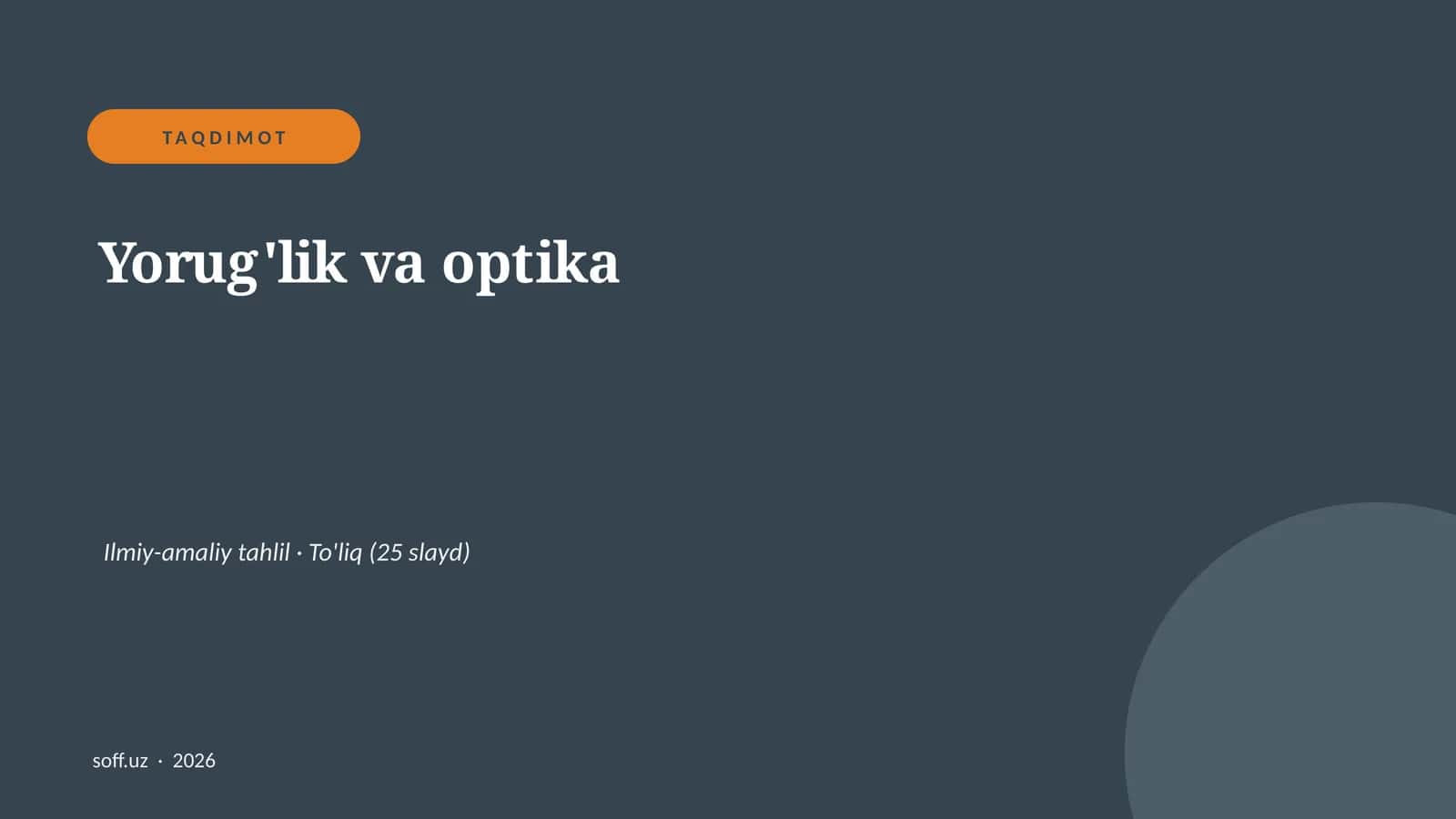 Yorug'lik va optika