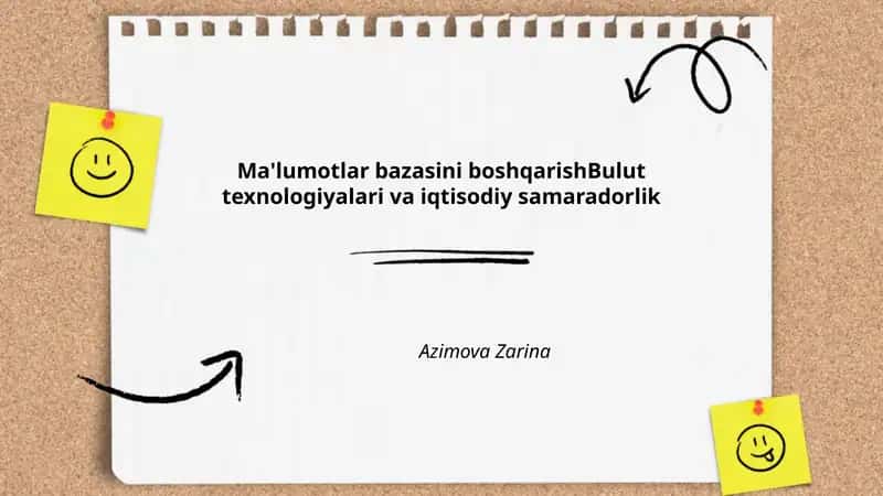 Ma'lumotlar bazasini boshqarishBulut texnologiyalari va iqtisodiy samaradorlik