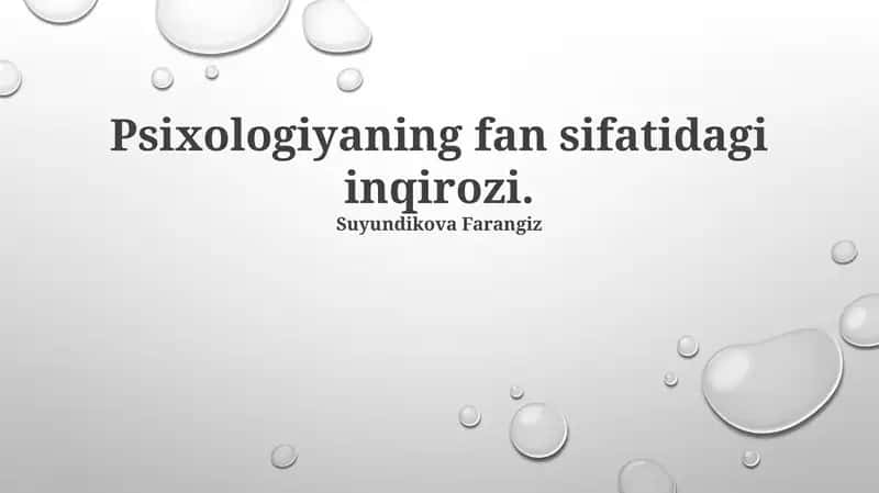 Psixologiyaning fan sifatidagi inqirozi