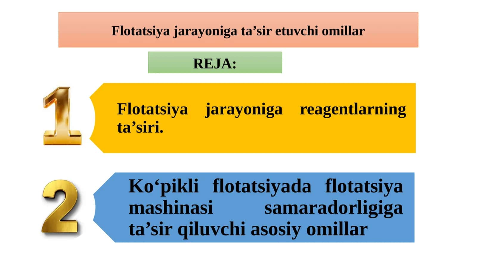 Flotatsiya jarayoniga ta’sir etuvchi omillar