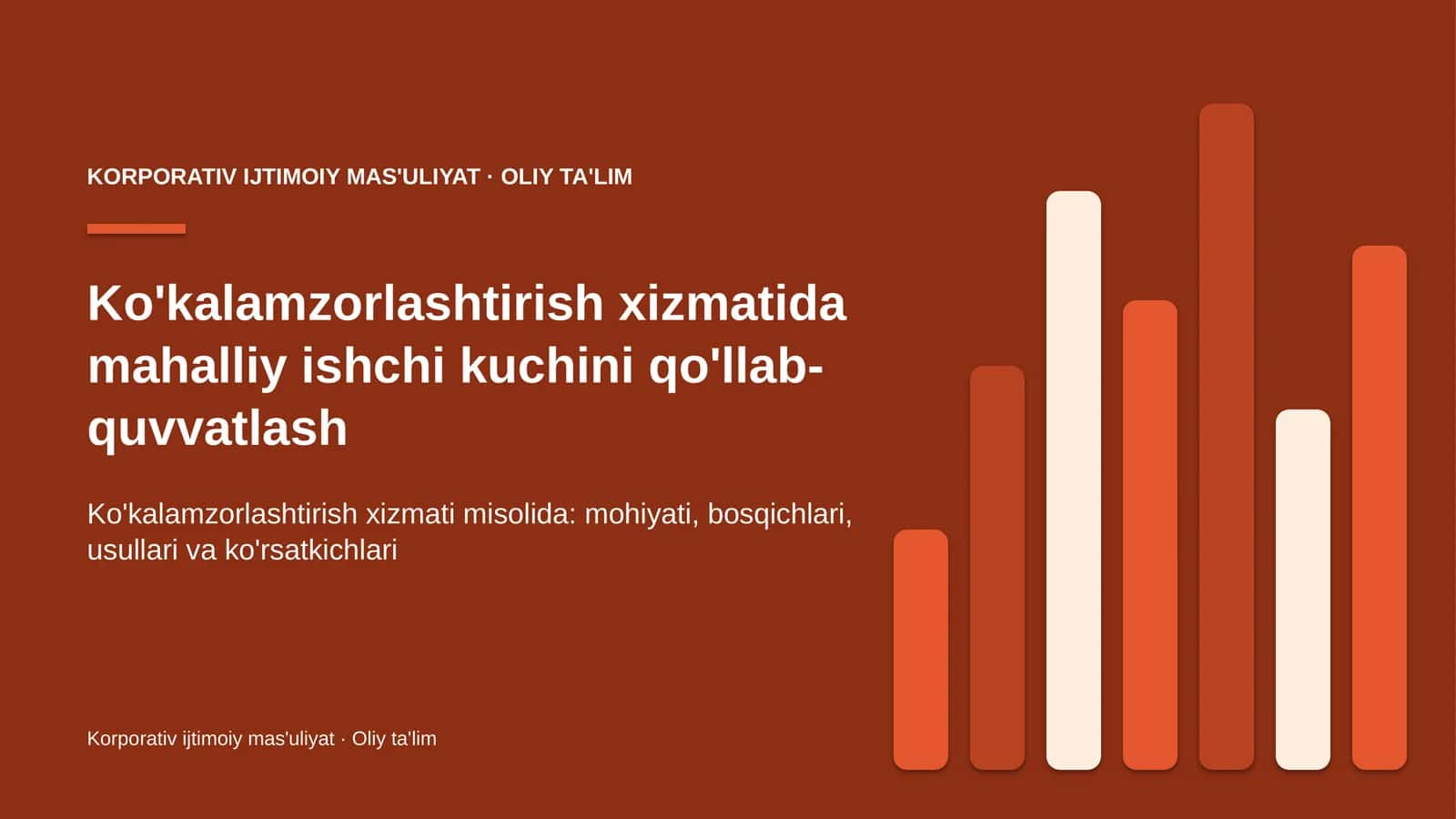 Ko'kalamzorlashtirish xizmatida mahalliy ishchi kuchini qo'llab-quvvatlash