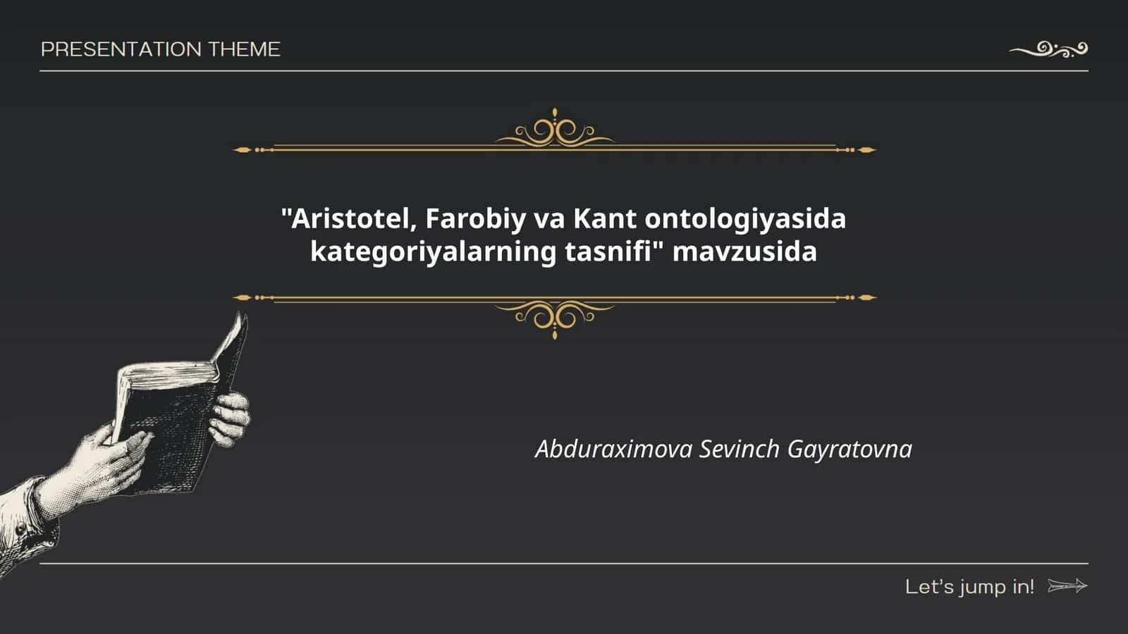 Aristotel, Farobiy va Kant ontologiyasida kategoriyalarning tasnifi