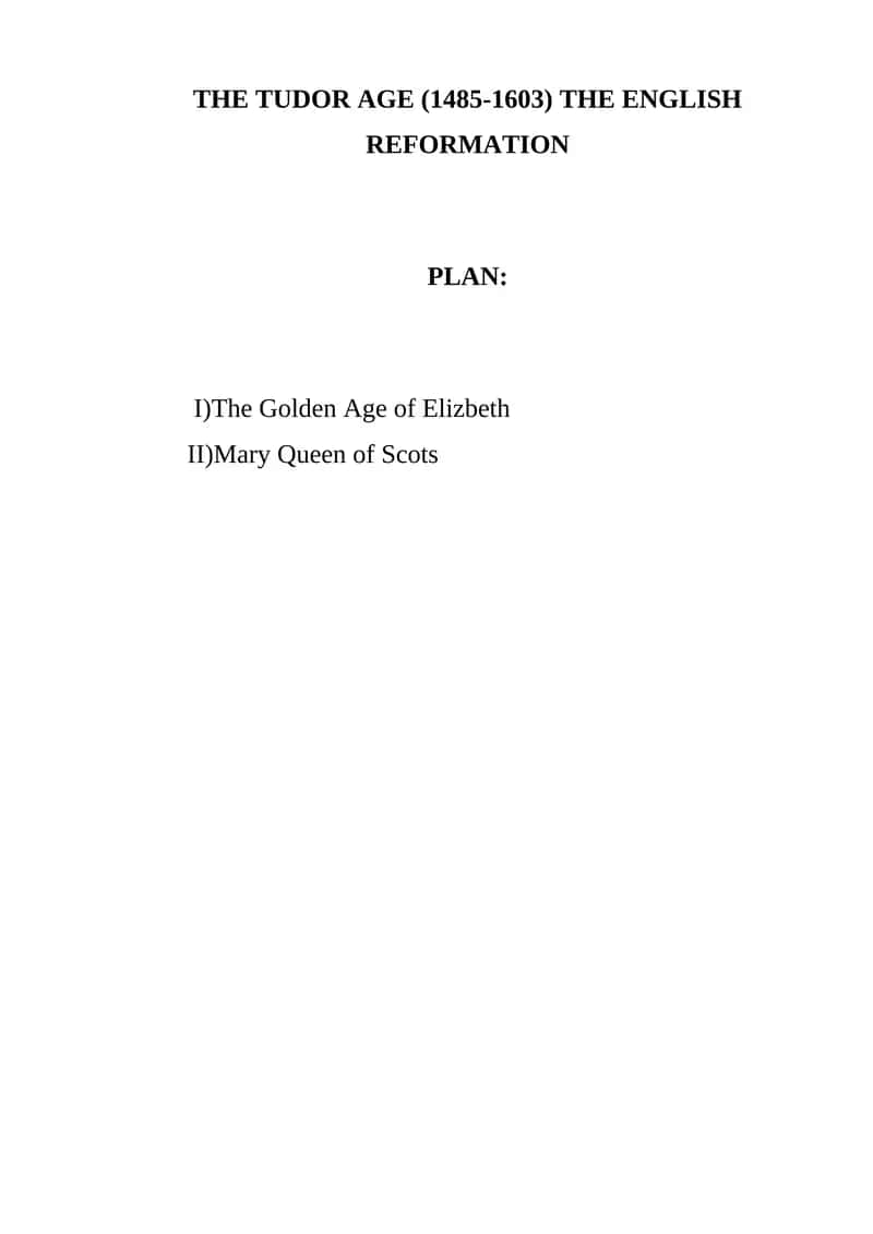 The Tudor Age (1485-1603) The English Reformation