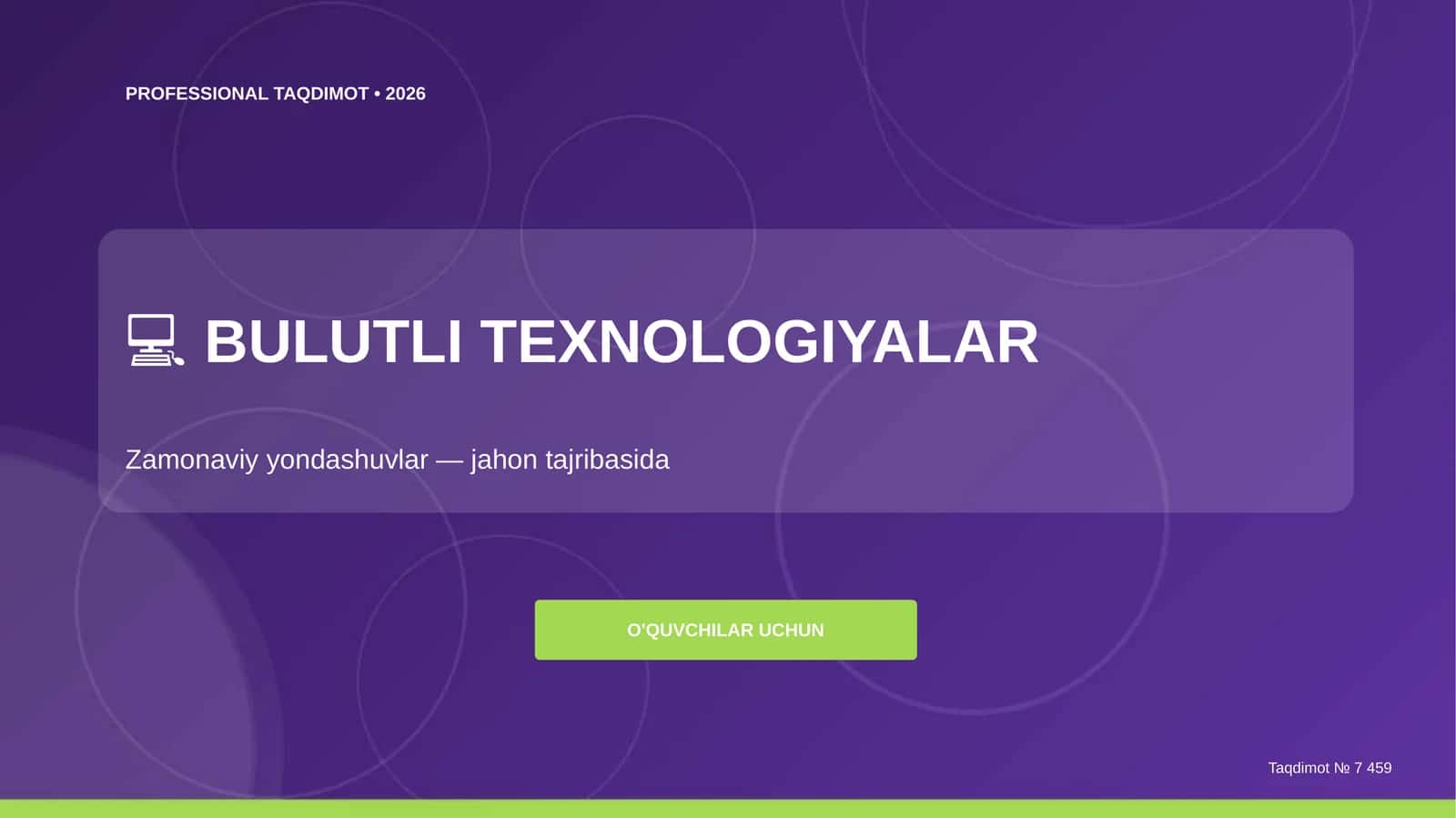 Bulutli texnologiyalar: zamonaviy yondashuvlar (jahon tajribasida) [o'quvchilar uchun]