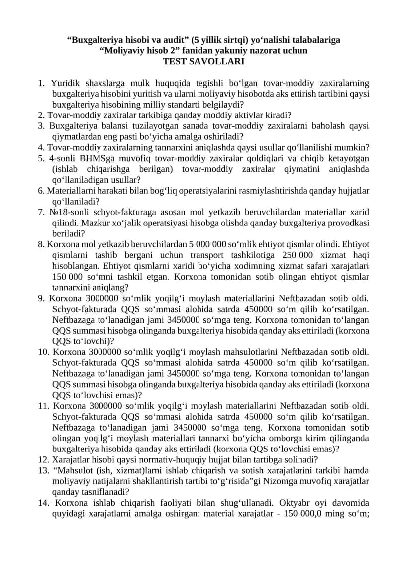 Moliyaviy hisob 2