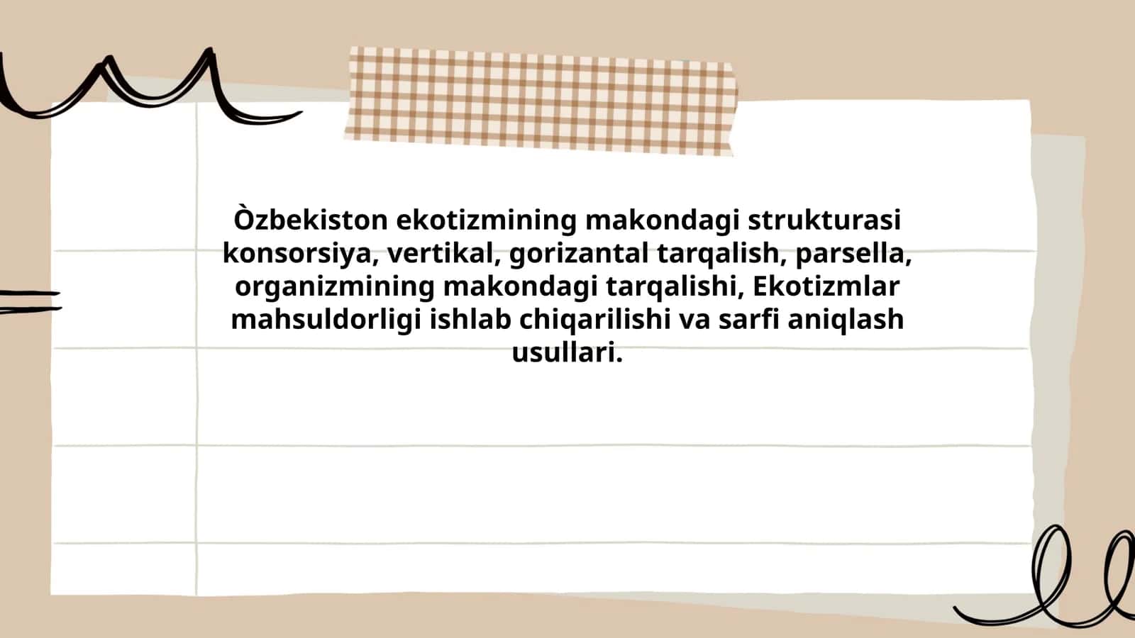 Ekotizmlar mahsuldorligi ishlab chiqarilishi va sarfi aniqlash usullari