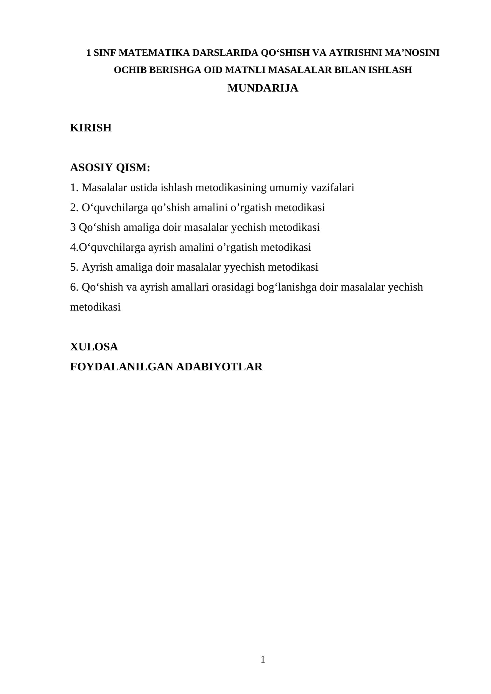 O'quvchilarga qo'shish va ayirishni ma'nosini ochib berishga oid matnli masalalar bilan ishlash