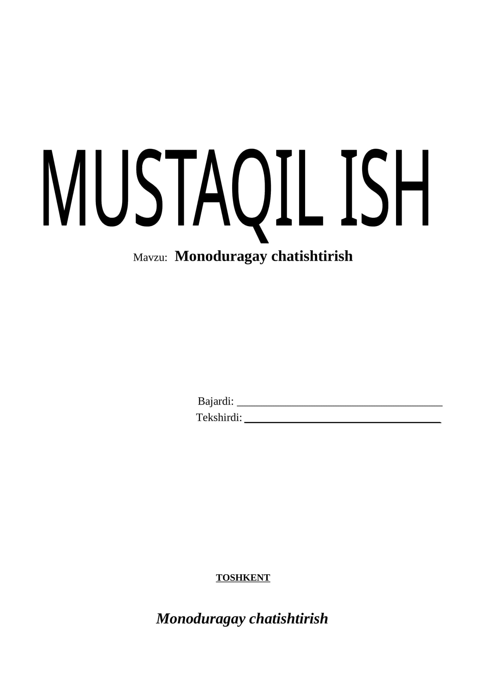 Monoduragay chatishtirish