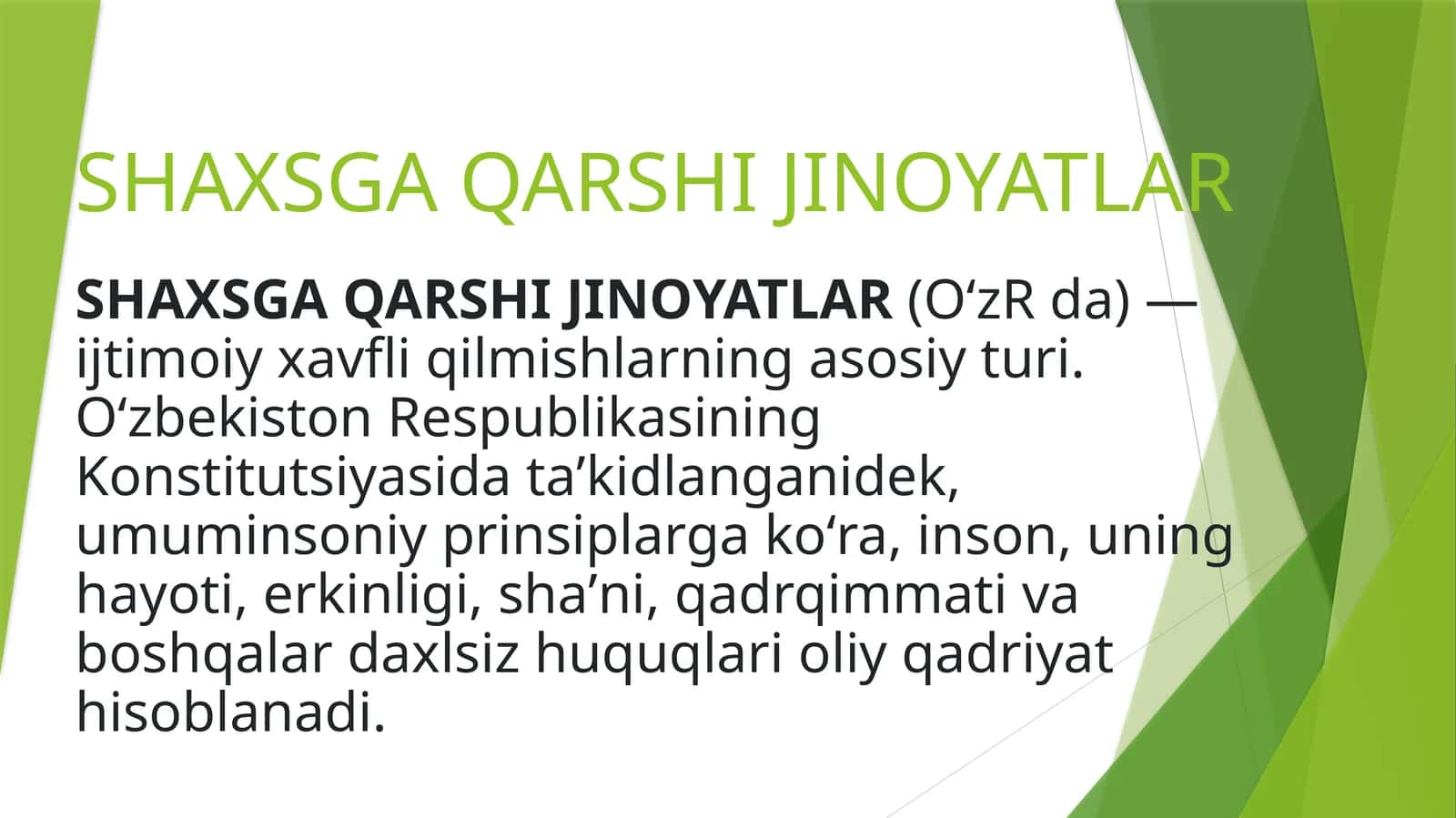 SHAXSGA QARSHI JINOYATLAR