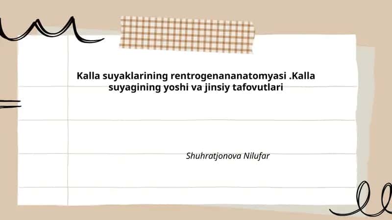 Kalla suyaklarining rentrogenananatomyasi