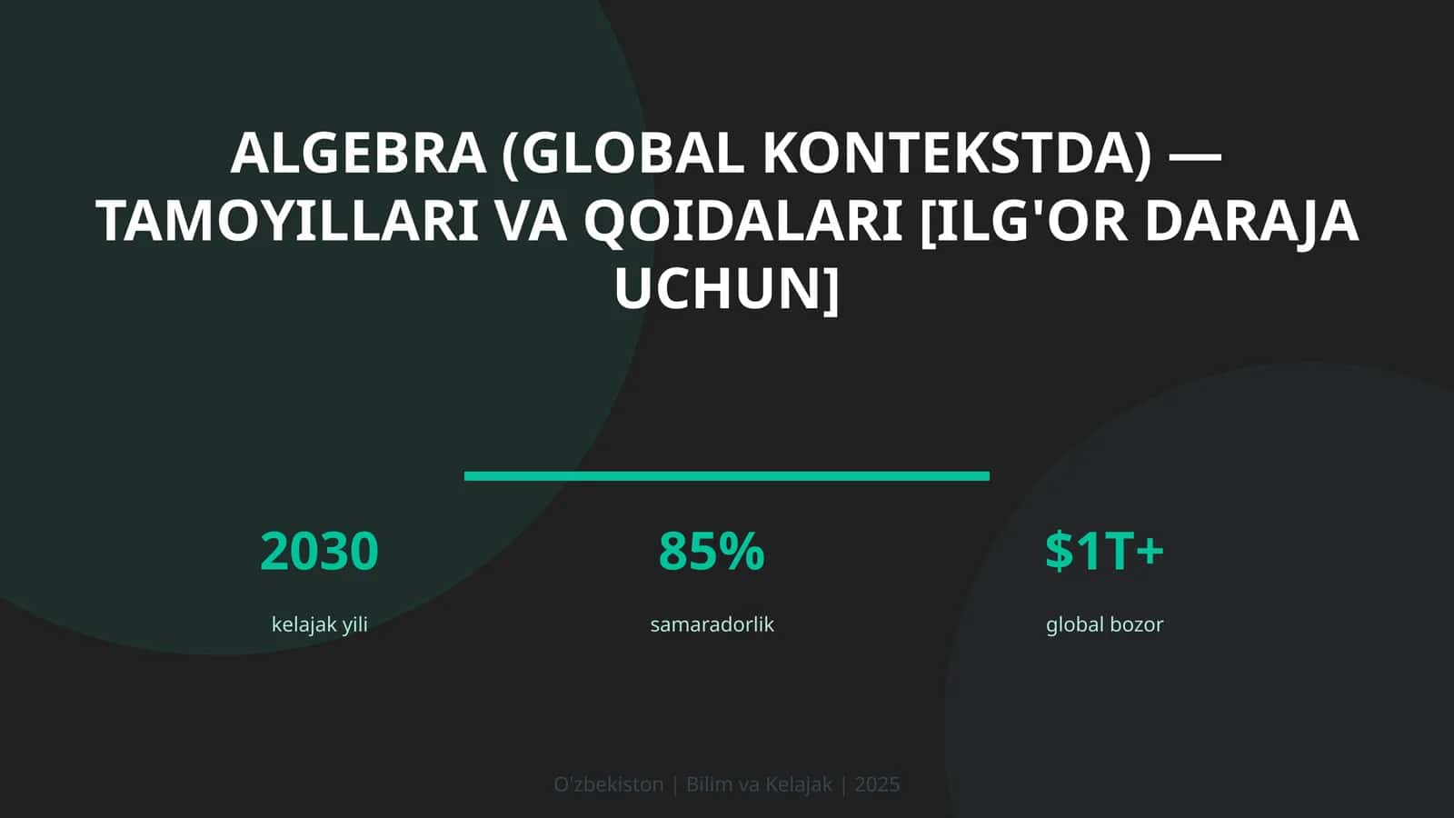 Algebra (global kontekstda) — tamoyillari va qoidalari [ilg'or daraja uchun]