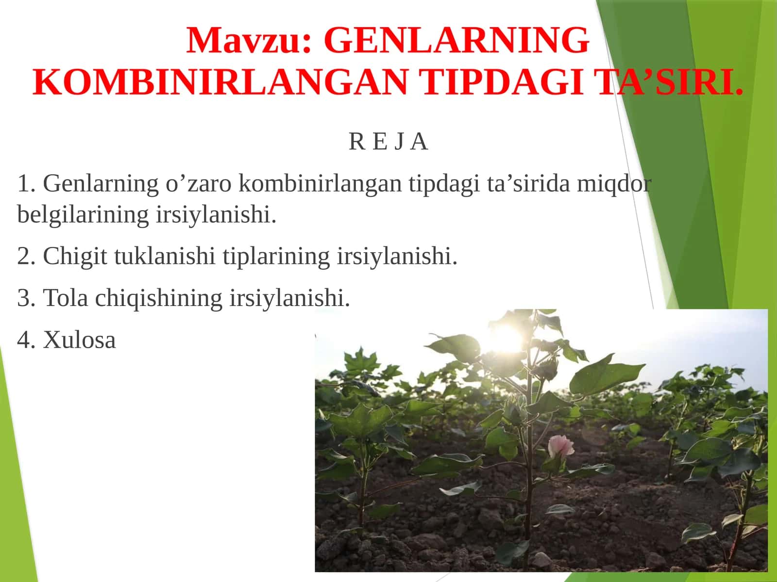 Genlarning kombinirlangan tipdagi ta’siri