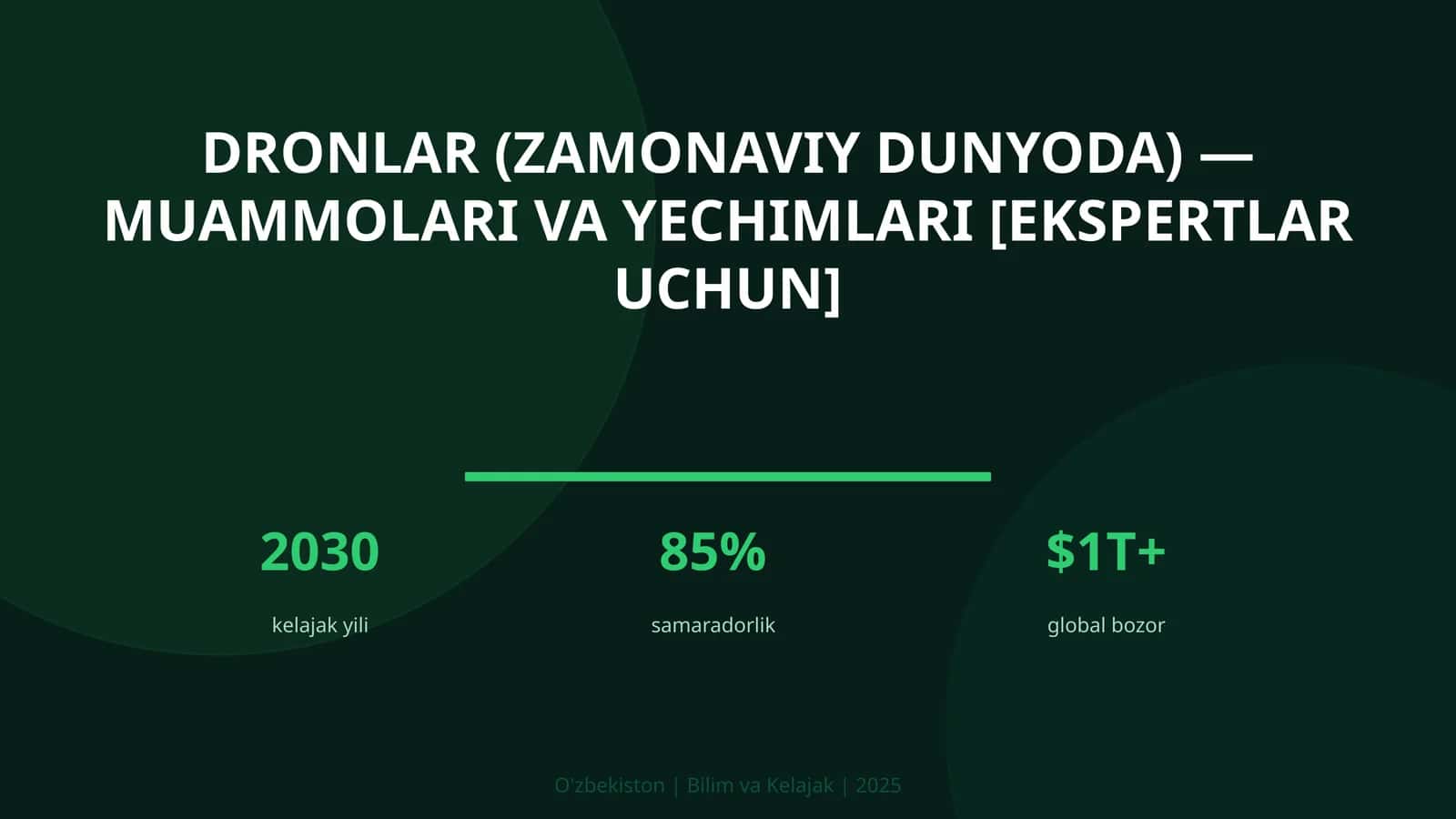 DRONLAR (ZAMONAVIY DUNYODA) — MUAMMOLARI VA YECHIMLARI [EKSPERTLAR UCHUN]