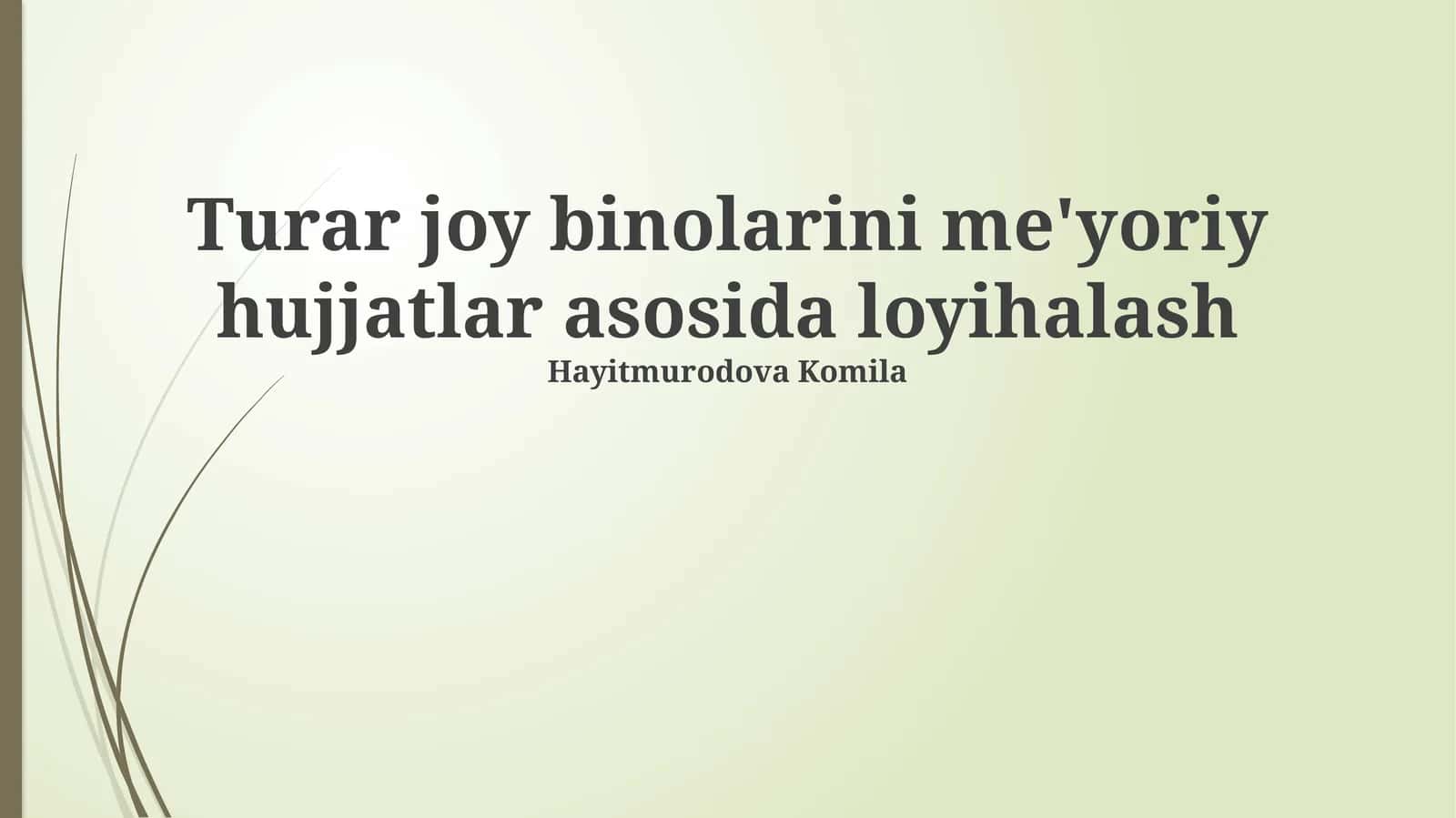Binoning arxitekturaviy loyihalash