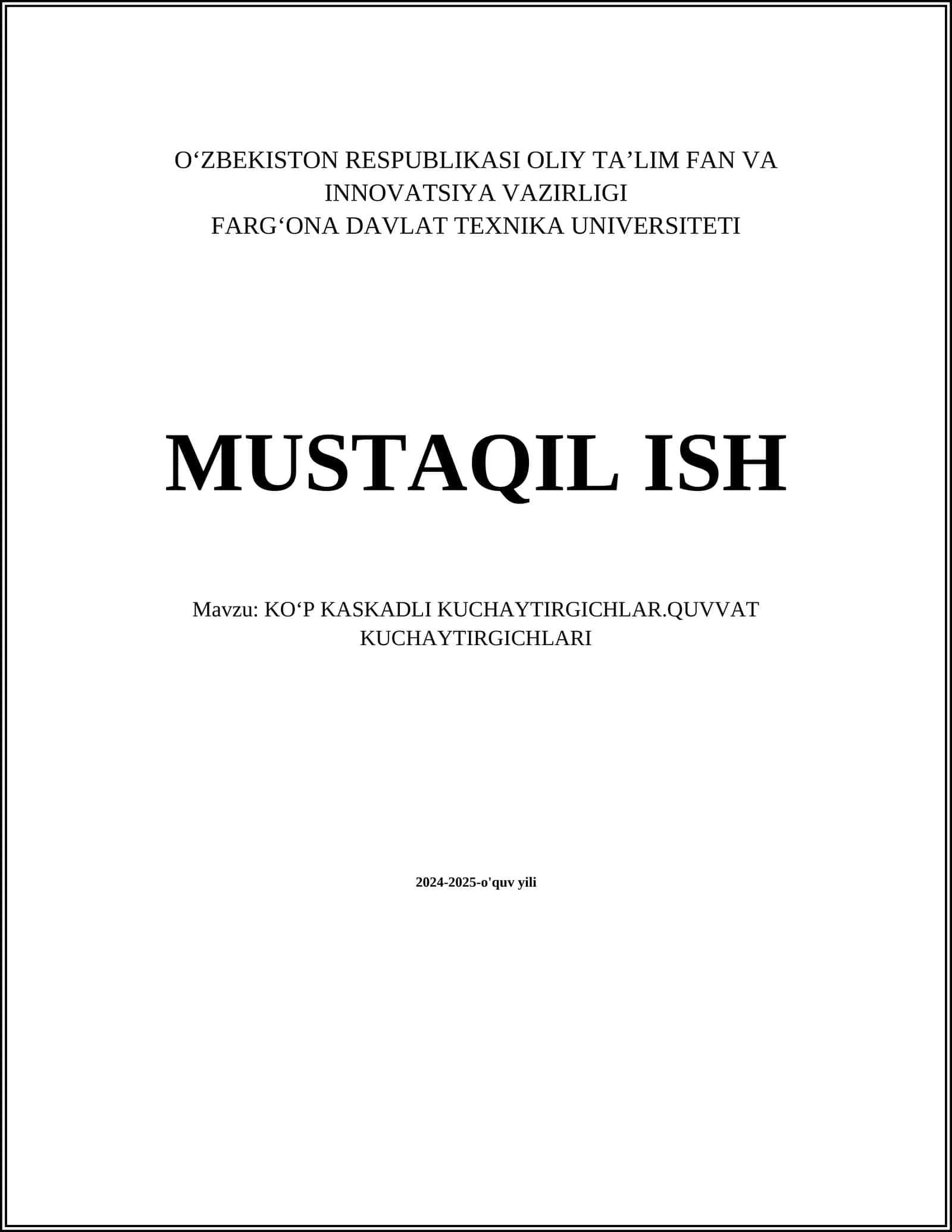 KOʻP KASKADLI KUCHAYTIRGICHLAR.QUVVAT KUCHAYTIRGICHLARI