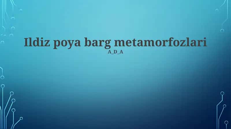 Ildiz poya barg metamorfozlari