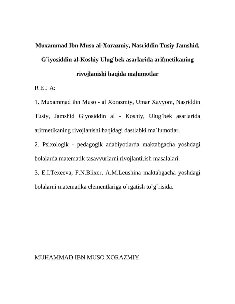 Muxammad Ibn Muso al-Xorazmiy