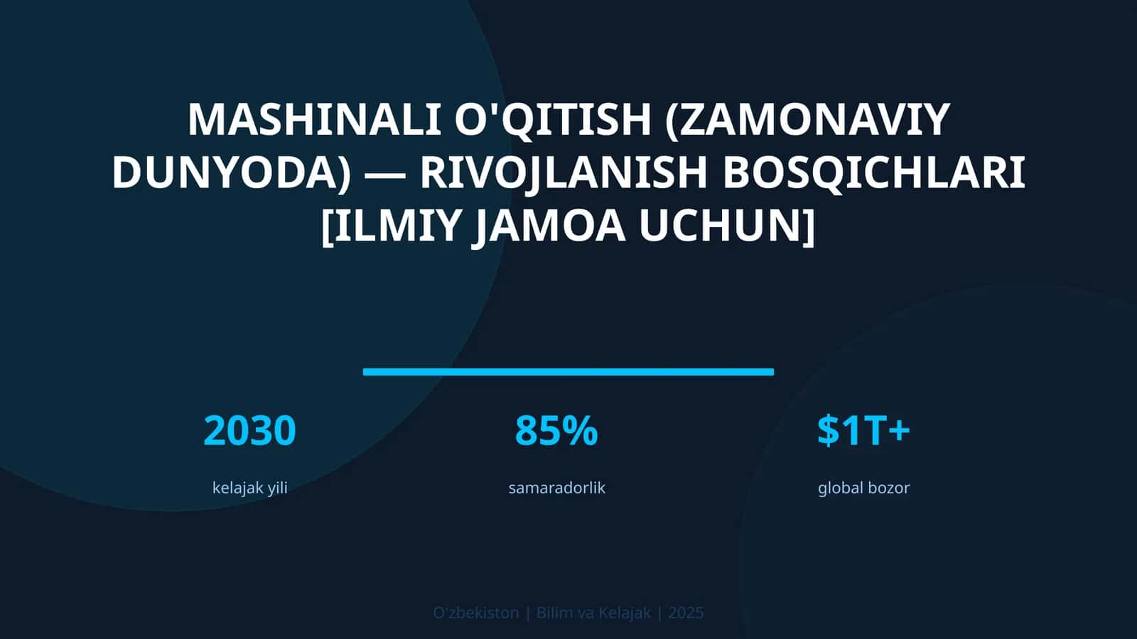 Mashinali o'qitish (zamonaviy dunyoda) — rivojlanish bosqichlari [ilmiy jamoa uchun]