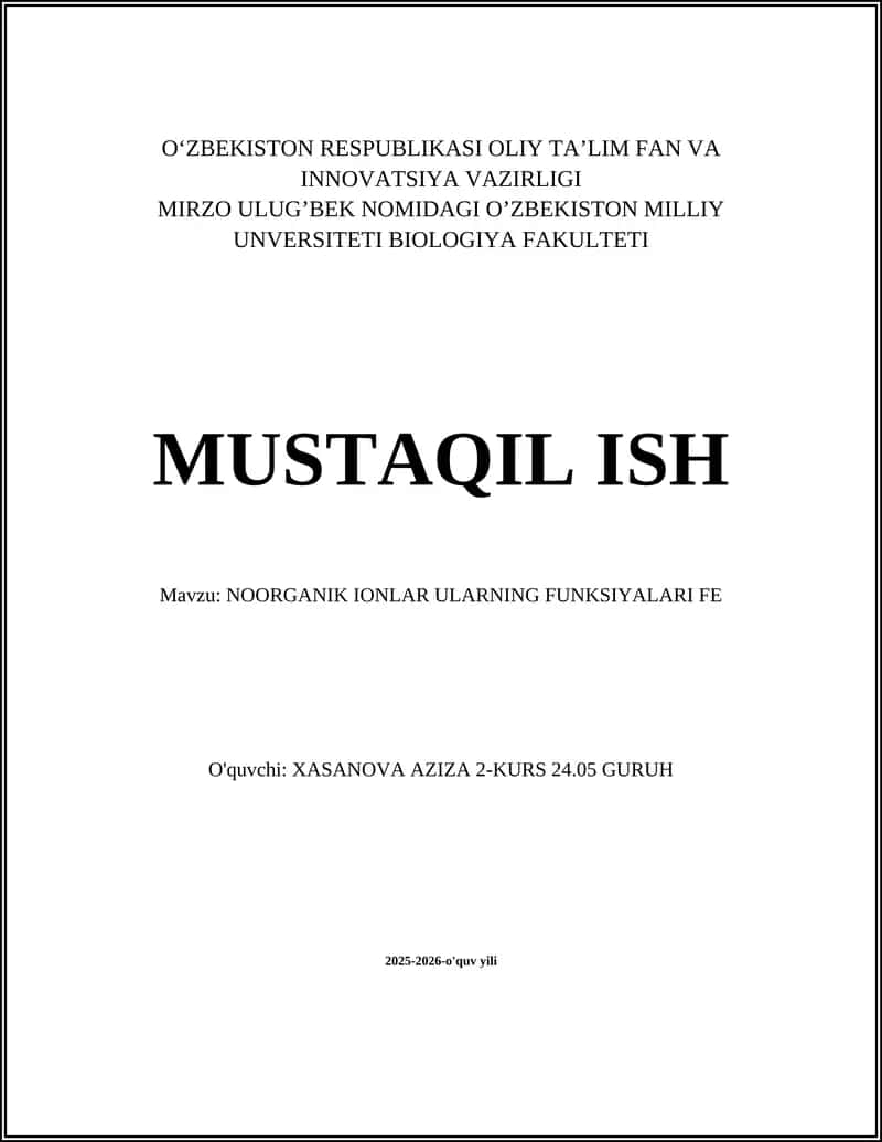 Temir (Fe) ionining organizmdagi asosiy funksiyalari