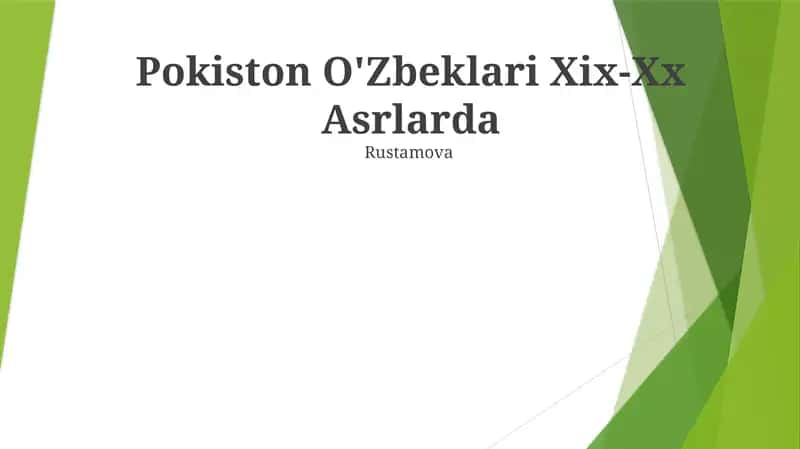 Pokiston O'Zbeklari Xix-Xx Asrlarda