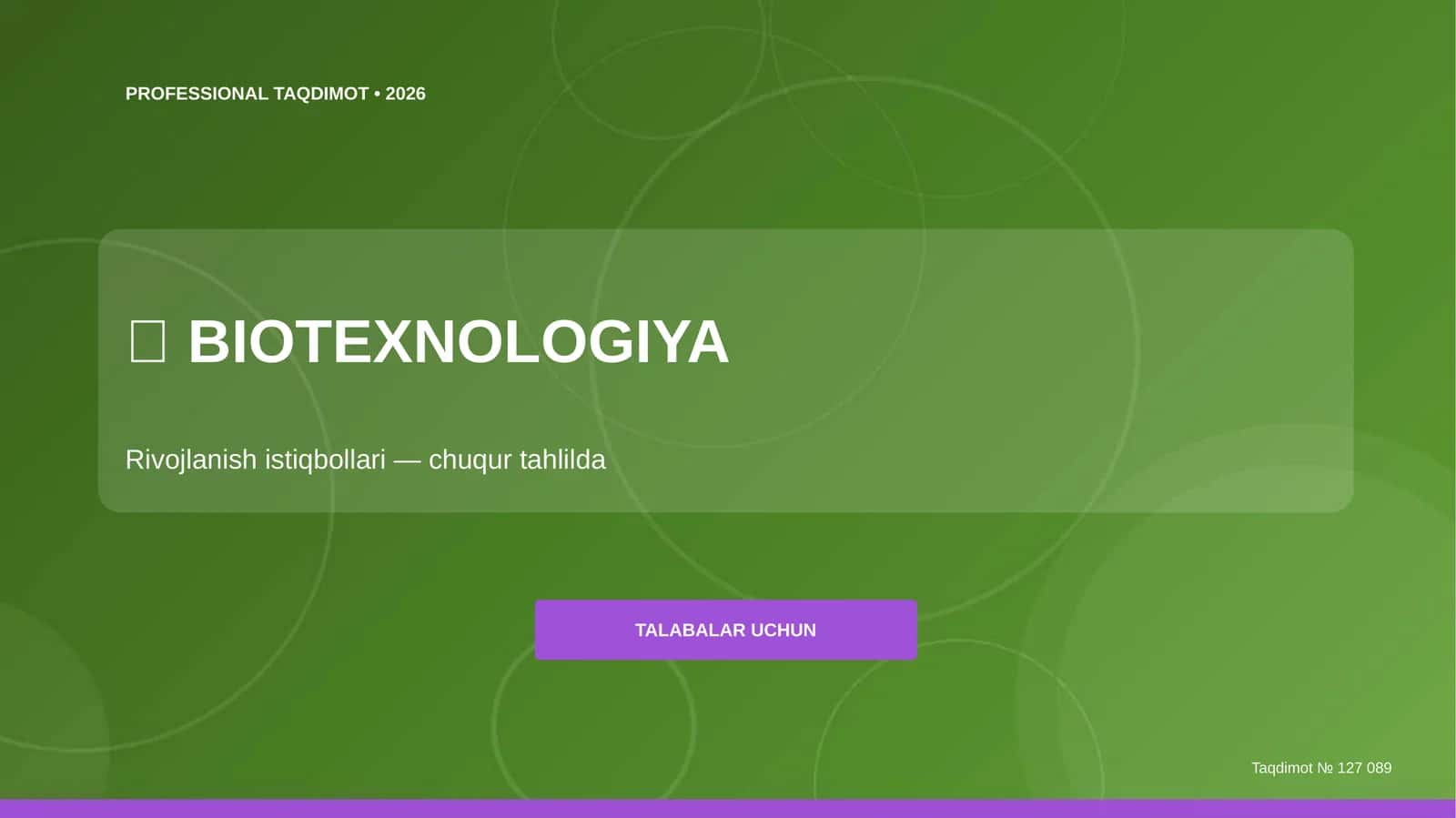 Biotexnologiya: rivojlanish istiqbollari