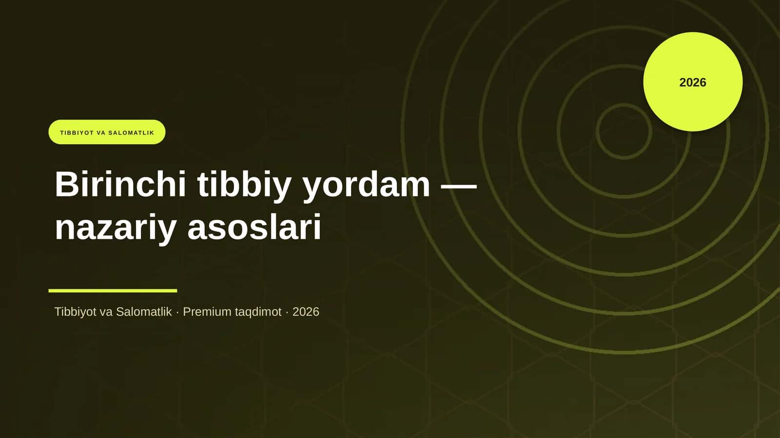 Birinchi tibbiy yordam — nazariy asoslari