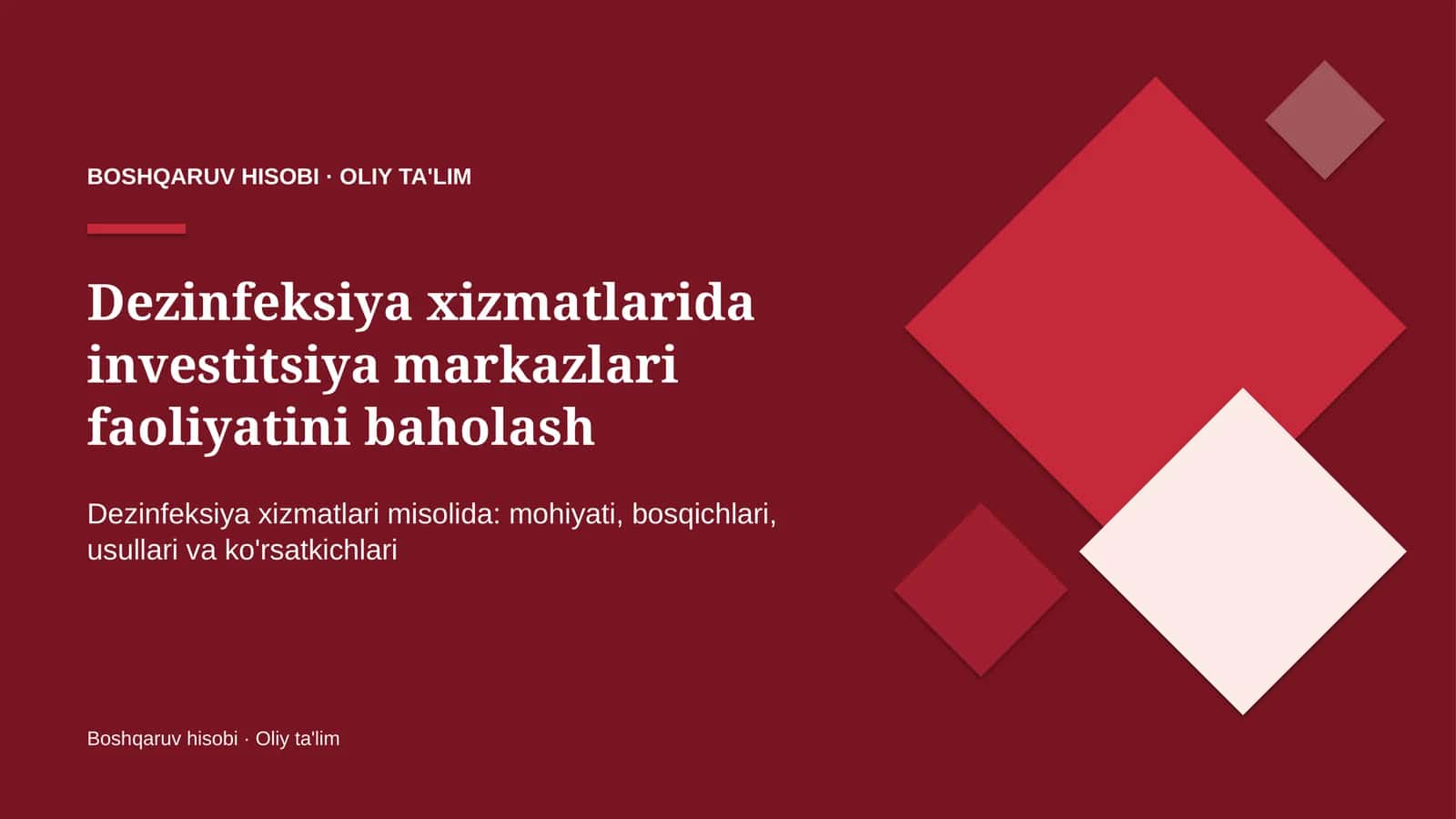 dezinfeksiya xizmatlarida investitsiya markazlari faoliyatini baholash 4604