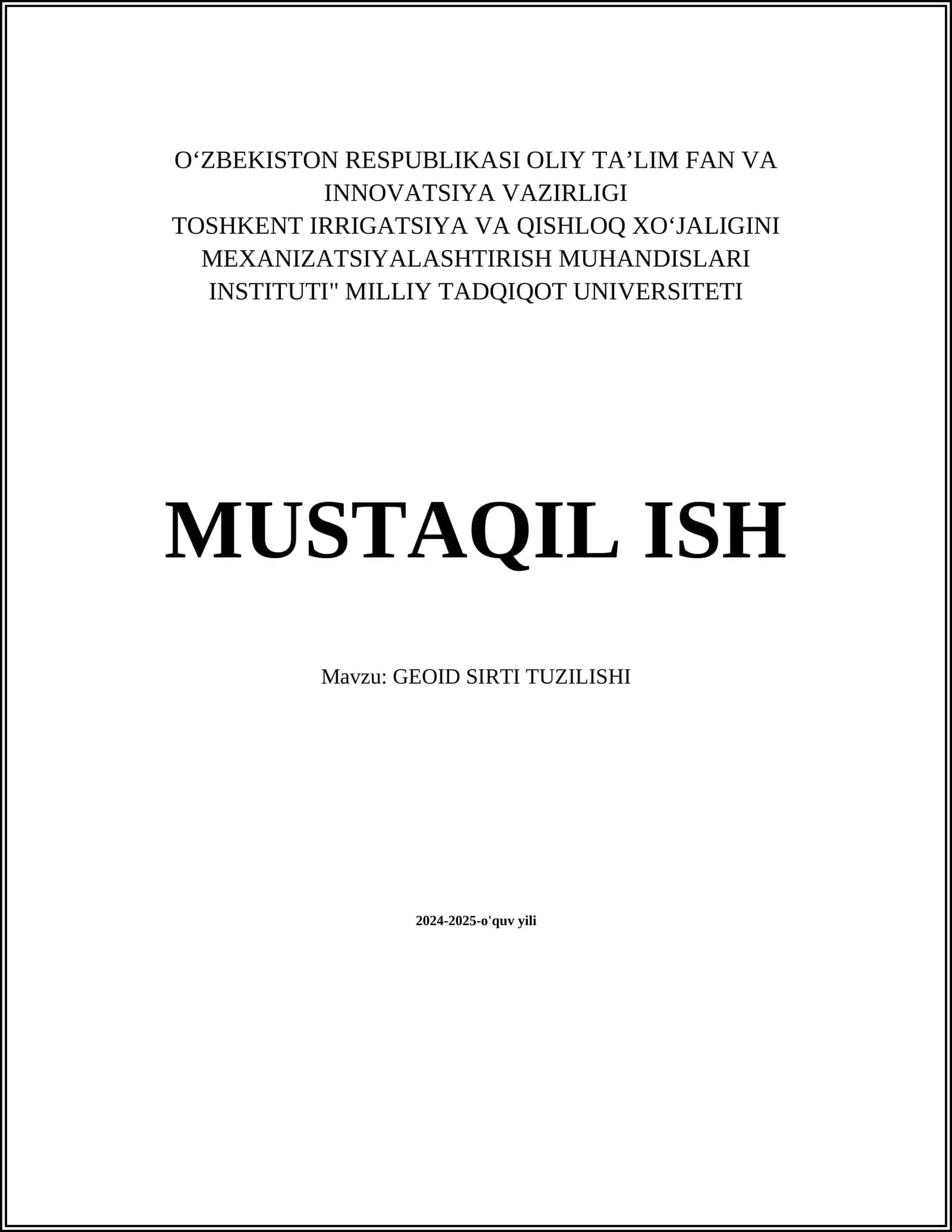 GEOID SIRTI TUZILISHI