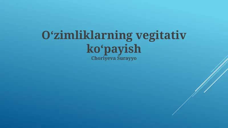Oʻzimliklarning vegitativ koʻpayish