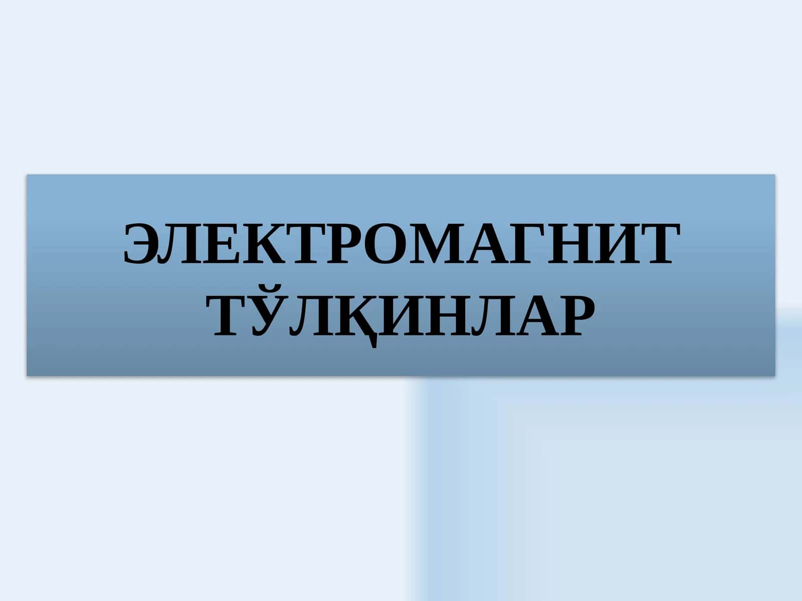 ELEKTRO MAGNIT TOLQINLAR