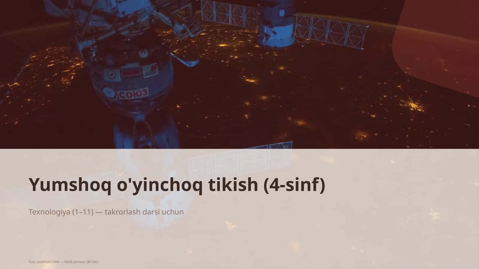 Yumshoq o'yinchoq tikish (4-sinf)