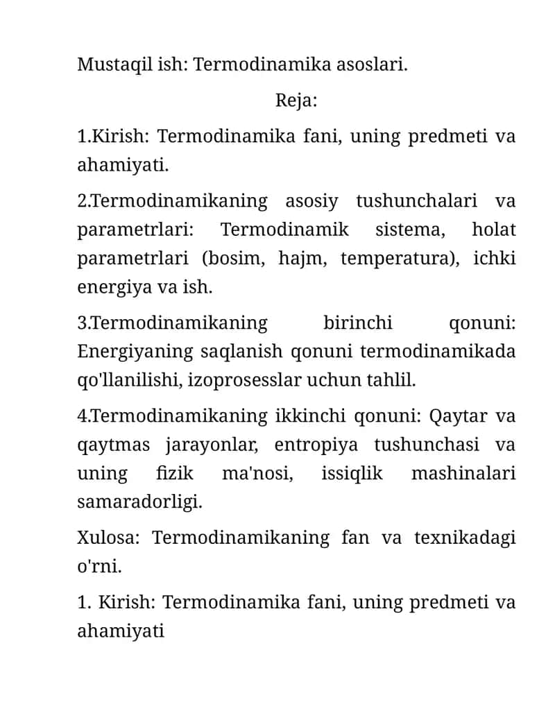 Termodinamika asoslari