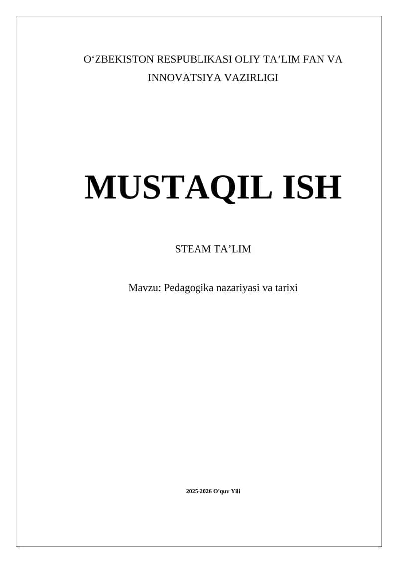 Pedagogika nazariyasi va tarixi