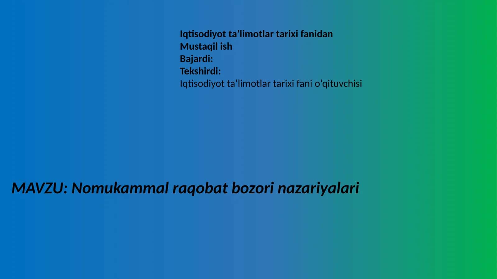 Nomukammal raqobat bozori nazariyalari